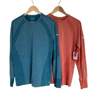 BCG Activewear Long‎ Sleeve Top Bundle Womens Size XL Orange Teal Nylon Poly